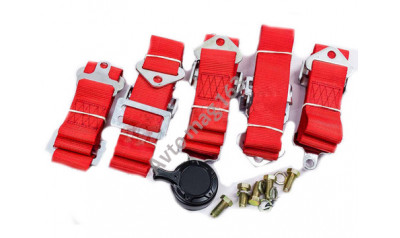 Ремни безопасности «TURBOTEMA» 5-ти точечные быстросъемные, красные, 2 дюйма