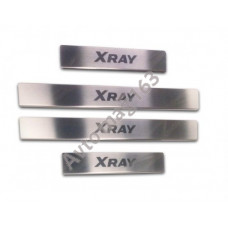 Накладки на пороги нерж с надписью «XRAY» на Lada XRAY