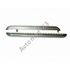 Пороги с алюминиевым листом на ВАЗ 21214 Нива 4х4 нержавейка (d63,5)